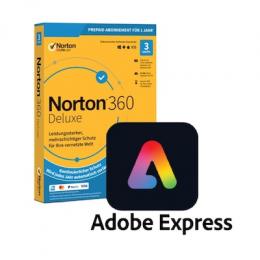 Adobe Express Premium | 1 Jahr | 100GB | Web/iOS/Android inkl. Norton 360 Deluxe | 12 Monate | 5 Geräte