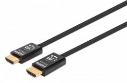 Aktives optisches High Speed HDMI-Glasfaserkabel MANHATTAN 4K@60Hz UHD, HDMI-Stecker auf HDMI-Stecker, 30 m, HDR, HEC, ARC, vergoldete Kontakte, schwarz