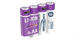 Ansmann Li-Ion Akku Mignon/AA, 4er-Set mit USB-C-Ladebuchse, 1,5 V, 1800 mAh