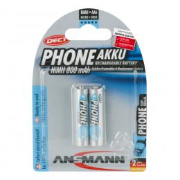 Ansmann Telefon-NiMH-Ersatzakku, ready2use, Micro AAA, 800mAh,HR03, 2er Pack