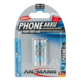 Ansmann Telefon-NiMH-Ersatzakku, ready2use, Micro AAA, 800mAh,HR03, 2er-Pack