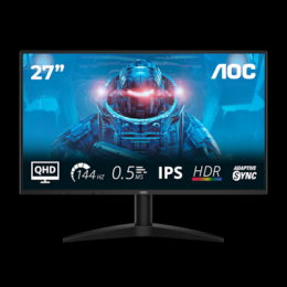AOC Q27B36X 27 Zoll - QHD Gaming Monitor IPS Panel, QHD, 144 Hz, 0,5 ms, HDR10, HDMI, DP
