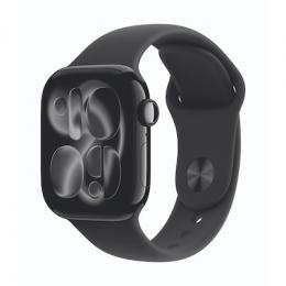 Apple Watch Series 11 42mm Diamantschwarz Aluminium Gehäuse mit Schwarz Sport Band - S/M