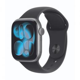 Apple Watch Series 11  42mm Space Grau Aluminium Gehäuse mit Schwarz Sport Band - S/M