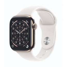 Apple Watch Series 11 Cellular 42mm Gold Titan Gehäuse mit Blassrosa Sport Band - M/L