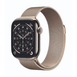 Apple Watch Series 11 Cellular 42mm Gold Titan Gehäuse mit Gold Milanaise Armband