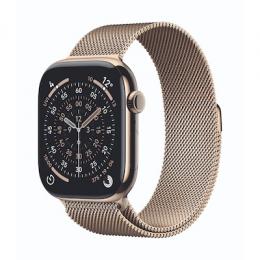 Apple Watch Series 11 Cellular 46mm Gold Titan Gehäuse mit Gold Milanaise Armband - M/L