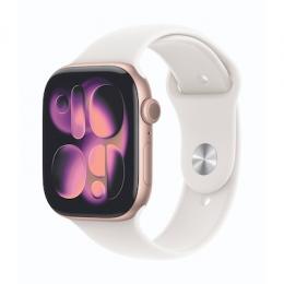 Apple Watch Series 11 Cellular 46mm Roségold Aluminium Gehäuse mit Blassrosa Sport Band - S/M