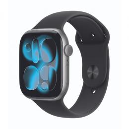 Apple Watch Series 11 Cellular 46mm Space Grau Aluminium Gehäuse mit Schwarz Sport Band - M/L