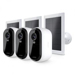 Arlo Essential 3 2K Kamera Weiß 3er Set inkl. Solarpanel 4MP (2560x1440), WLAN, Akku, Indoor/Outdoor, Intelligente Erkennung