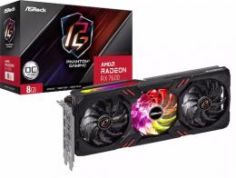 Asrock Radeon RX 7600 Phantom Gaming 8GO OC Grafikkarte - 8GB GDDR6, 1x HDMI, 3x DP