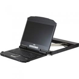 ATEN CL3800NW KVM-Konsole mit 18,5 FullHD-Display, HDMI, DVI, VGA, USB, 19-Rackmontage, kurze Einbautiefe, DE-Layout