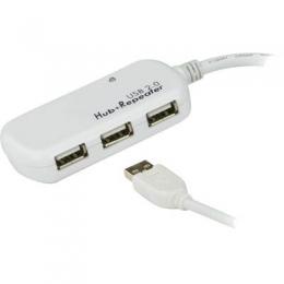 ATEN UE2120H Repeater USB 2.0 Aktiv-Verlngerung mit Hub und Signalverstrkung Stecker A an 4x Buchse A 12m