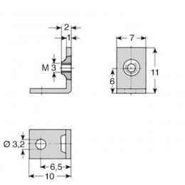 Befestigungswinkel, Seitenlänge ca. 10 mm, Breite 7 mm