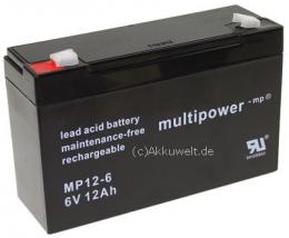 Bleigel-Akku Multipower MP12-6 6V 12Ah für Kinderfahrzeuge Kinderauto Kinder-Quad