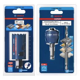 Bosch EXPERT Tough Material Lochsägen Starter Set 40 x 60 mm Carbide ( 2608900425 ) Universal + Power Change Adapter ( 2608900527 )