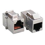 Cat.5e Snap-In, Buchse/Buchse, geschirmt, Edelstahl