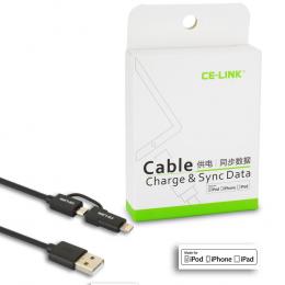 CE-LINK Lightning/MicroUSB Datenkabel schwarz Apple MFI Zertifiziert, Made fo...