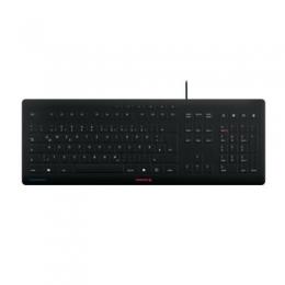 CHERRY Stream Protect Keyboard schwarz, USB, DE - inkl. Membran, Schutzmembran (Silikon), spritzwassergeschützt, 10 Multimediatasten