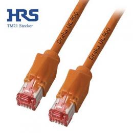 Communik - Hirose Patchkabel Cat.6A, S/FTP PIMF Draka UC900 + Hirose TM21, 0,5 Meter, Farbe orange