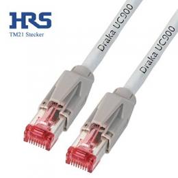 Communik - Hirose Patchkabel Cat.6A, S/FTP PIMF Draka UC900 + Hirose TM21, 0,50 Meter, Farbe grau