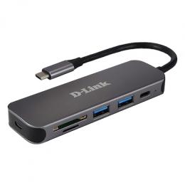 D-Link DUB-2325 USB-Hub mit Kartenleser 1x USB-C, 2x USB-A 3.0, 1x microSD Slot, 1x SD Card Slot