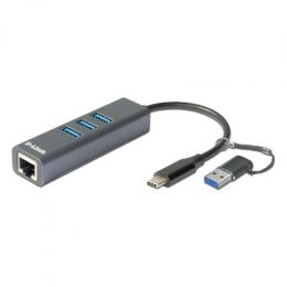 D-Link DUB-2332 USB-Netzwerk-Adapter mit 3 USB-Ports B-Ware USB-C/USB-A zu Gigabit-Ethernet