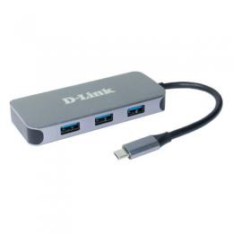 D-Link DUB-2335 USB-Hub mit HDMI, GbE und Ladefunktion 1x USB-C mit PD, 3x USB-A 3.0, 1x HDMI 1.4, 1x Gigabit Ethernet