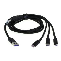 Datenkabel 3in1 - kompatibel zu iPhone / Micro-USB / USB-C - 1,0m - schwarz
