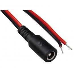 DC-Kabel 2 x 0,4 mm² mit DC-Hohlsteckerkupplung 2,1/5,5 mm gerade, 2 m, rot-schwarz