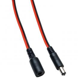 DC-Verlängerung 2 x 0,4 mm² mit DC-Hohlstecker 2,5/5,5/9,5 mm auf 2,5/5,5 mm, 3 m, rot-schwarz