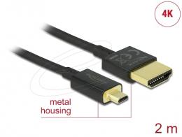 Delock Kabel High Speed HDMI mit Ethernet HDMI-A Stecker HDMI Micro-D Stecker 3D 4K 2 m Slim High Quality
