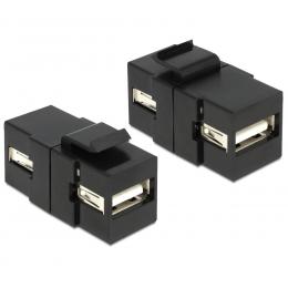 Delock Keystone USB 2.0 A-Buchse > USB 2.0 A-Buchse, schwarz