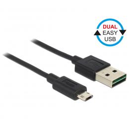 Delock USB 2.0 EASY-Kabel, USB-Stecker (Typ A) auf Micro-USB-Stecker (Typ B) (EASY), schwarz, 0,5 m