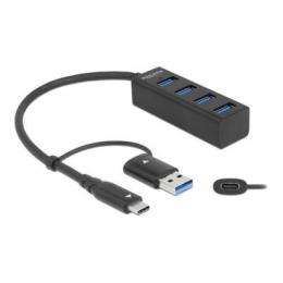 Delock USB-Hub 4 x USB 3.2 Gen 1 + 1 x USB-C 3.2 Gen 1