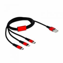Delock USB Ladekabel 3 in 1 für Lightning/Micro USB/USB-C, 1m