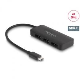 Delock USB Type-C™ Splitter (DP Alt Mode) zu 3 x DisplayPort, MST 4K 60 Hz