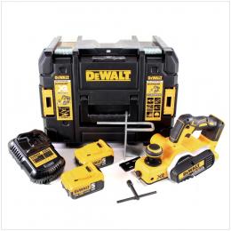 DeWalt DCP 580 P2 Akku Hobel 18V 82mm + 2x Akku 5,0Ah + Ladegerät + TSTAK
