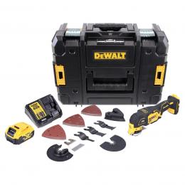 DeWalt DCS 355 P1 Akku Oszillierer 18 V Brushless + 1x Akku 5,0 Ah + Ladegerät + 29 tlg. Zubehör Set + TSTAK