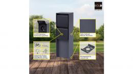 Die Bold ABANO Steckdosensäule 2-fach, Aluminium, IP44, Anthrazit