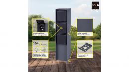 Die Bold ABANO Steckdosensäule 3-fach, Aluminium, IP44, Anthrazit