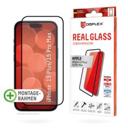 Displex Full Cover Schutzglas für Iphone 15 Pro Max/15 Plus Eco-Montagerahmen, volle Displayabdeckung, Tempered Glas, kratzer-resistente Schutzfolie,