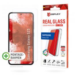 DISPLEX Panzerglas (10H) + Schutzhülle für Samsung Galaxy S23, Schutzhülle, Eco-Montagerahmen, kratzer-resistente Glasschutzfolie