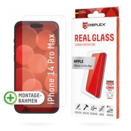 DISPLEX Panzerglas 2D/ Clear (10H) für Apple iPhone 14 Pro Max, Eco-Montagerahmen, Tempered Glas, kratzer-resistente Glasschutzfolie, hüllenfreundlich