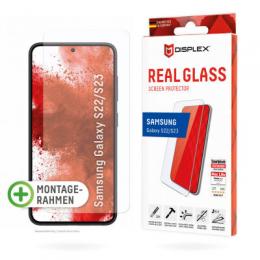 DISPLEX Panzerglas 2D/Clear (10H) für Samsung Galaxy S22/S23, Eco-Montagerahmen, Tempered Glas, kratzer-resistente Glasschutzfolie, hüllenfreundlich