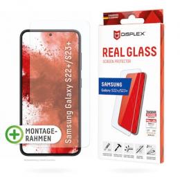 DISPLEX Panzerglas 2D/Clear (10H) für Samsung Galaxy S22+/S23+ Eco-Montagerahmen, Tempered Glas, kratzer-resistente Glasschutzfolie, hüllenfreundlich