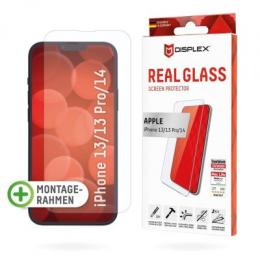 DISPLEX Panzerglas 2D/ Clear für iPhone 13/13 Pro/14/16e/17e Eco-Montagerahmen, Tempered Glas, kratzer-resistente Schutzfolie, hüllenfreundlich