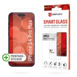 DISPLEX Smart Glass (9H) für Apple iPhone 14 Pro Max, Montagesticker, unzerbrechlich, ultra-dünn, unsichtbar