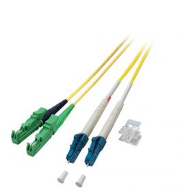 Duplex Jumper E2000/APC8-LC 9/125,,30 m, OS2, LSZH, gelb, 3mm