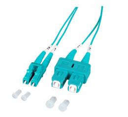 Duplex Jumper LC-SC 50/125, OM3, LSZH, aqua, 1.2mm, 0,5m